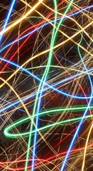 Colorful Light Trails in Abstract Pattern.