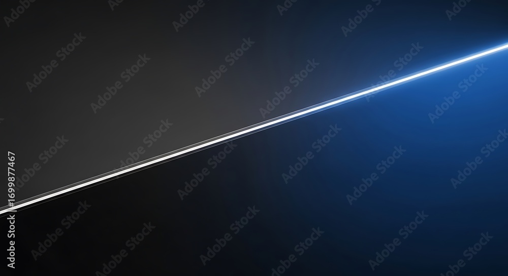 Poster abstract background with diagonal line of light on dark blue and black