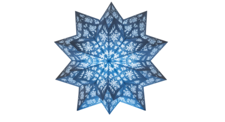 Festive blue star lantern with snowflake patterns for winter holiday celebrations and magical festive nights