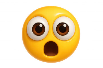 Fototapeta premium 3d rendering: surprised emoji with gaping mouth, wide-open eyes expressing extreme shock on transparent background