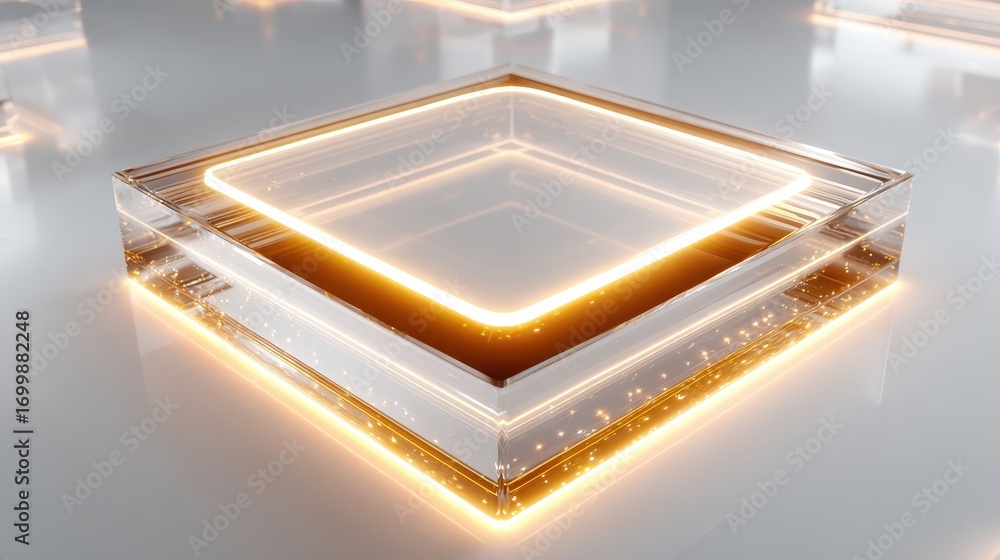 Poster abstract glowing crystal cube design