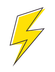 Yellow lightning bolt graphic on transparent background.