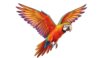 Obraz premium Colorful Macaw Parrot in Flight with Wings Spread Wide.