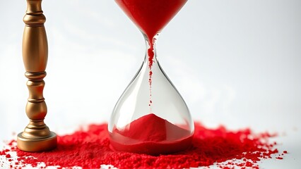 A cracked hourglass with red sand, symbolizing urgent health warnings in midlife.