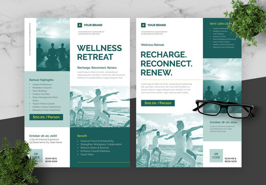 Green And Black Wellness Retreat Flyer