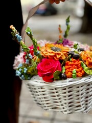 marshmallow flowers in a basket
