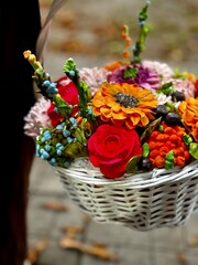 marshmallow flowers in a basket