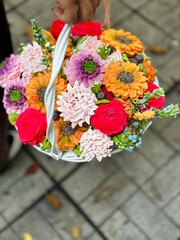 marshmallow flowers in a basket