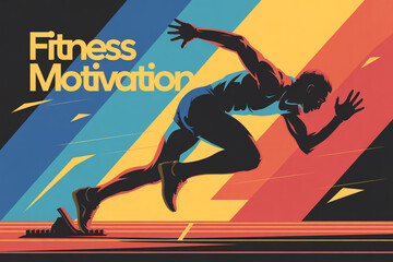 Dynamic athlete exploding from starting blocks, embodying powerful fitness motivation and the thrill of athletic achievement with vibrant, energetic colors