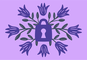 Floral decoration poster illustration folk flat style