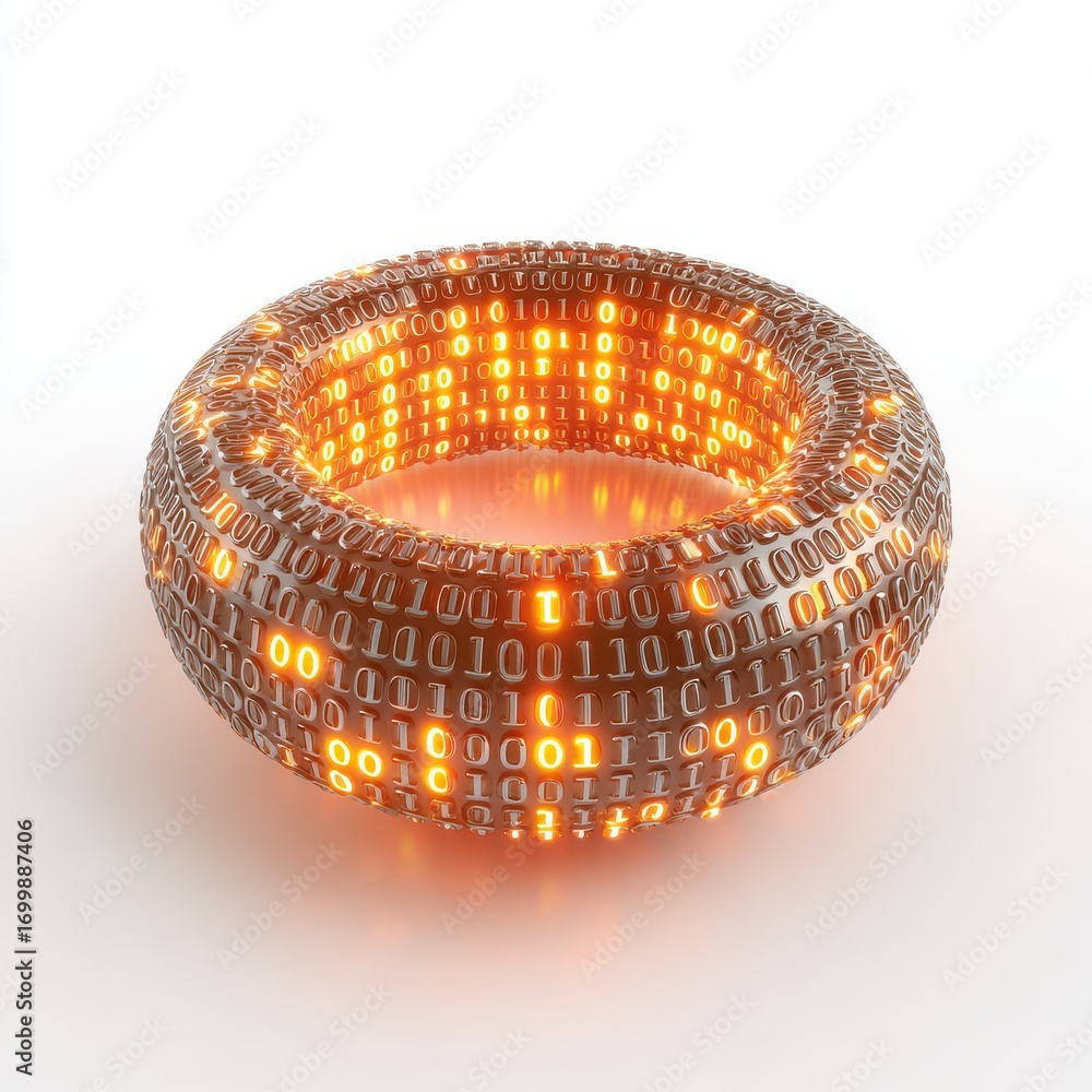 Poster binary code torus futuristic design