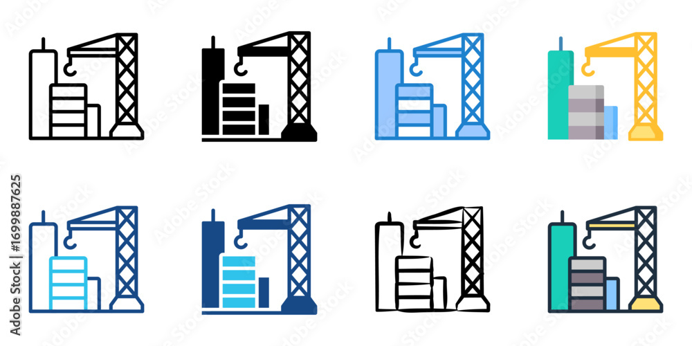 Poster structural engineering icon set multiple style collection