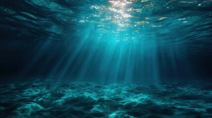 Fototapeta premium Tranquil Blue Ocean Waves with Radiant Sunlight Streaming through Crystal Clear Water Creating a Refreshing and Invigorating Seascape Experience