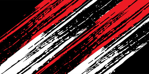 Car stickers with red and black white brush stroke pattern, abstract banner, sporty lines, red and black white color combination, brush stroke pattern, grunge design. © Doa Ibu