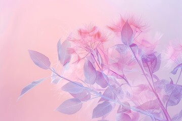 X-ray style flowers in delicate pink and purple tones with soft background