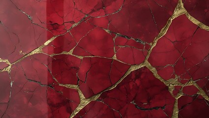 Red Cracked Marble with Gold Veins – Luxury Abstract Stone Background