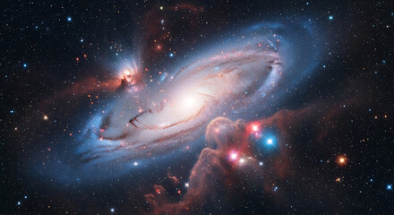 Obraz premium Spiral Galaxy in Deep Space with Nebulae and Stars image photo