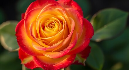 Close Up Vibrant Orange Red Rose.