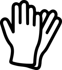 Simple outline icon of two hands, possibly wearing protective gloves, in a clean line art style.