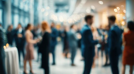 Blurred shot of business people at party in office center. High quality