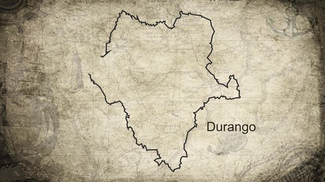 Durango map drawn on a cartography background sheet of paper