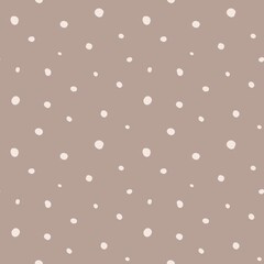 Vintage country dots seamless pattern, leaves romantic pastel brown colors, fabric design, ceramic ideas 