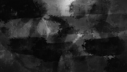 Abstract art painting of black and white brush with noise texture. Abstract background dark black. Concept of grunge, old, artistic, modern, vintage for wallpaper, print, paper texture, cover, poster.