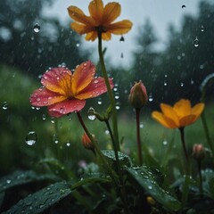 flower in the rain