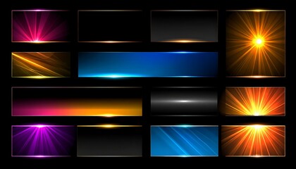 Collection of glowing banner shapes