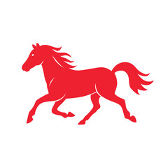 Red horse silhouette in motion symbol of 2026 Year of the Horse, modern zodiac animal design