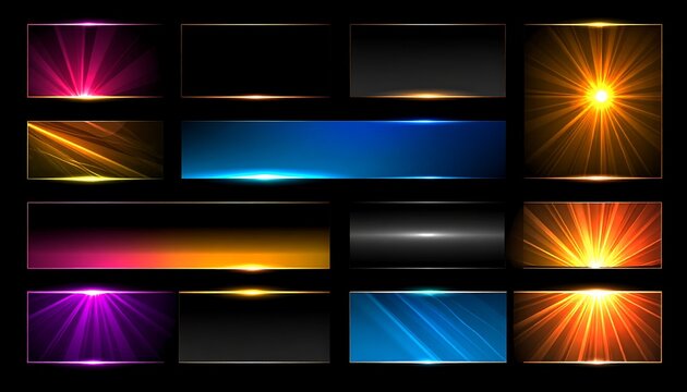 Collection of glowing banner shapes