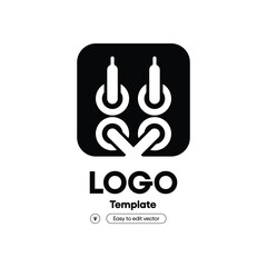 Fototapeta premium Abstract hooks and curves logo with transparent background