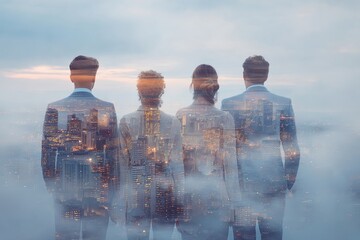 Group of business partner looking for the future. Concept of corporate and startup. High quality