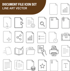 Document File Icon Set Line Art Vector