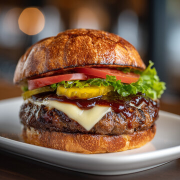 hamburger on a plate