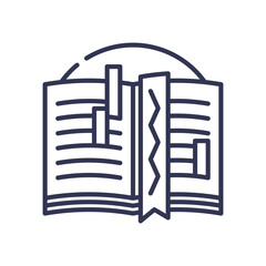 An open book icon with bookmarks, symbolizing knowledge and study in postsecondary non-tertiary education. Represents vocational training, textbooks, and skill-based learning.