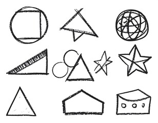 Collection of hand-drawn geometric shapes