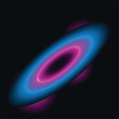 Oval shape with glowing neon pink and blue lights creating a futuristic and vibrant design