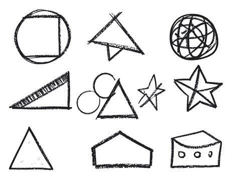 Collection of hand-drawn geometric shapes