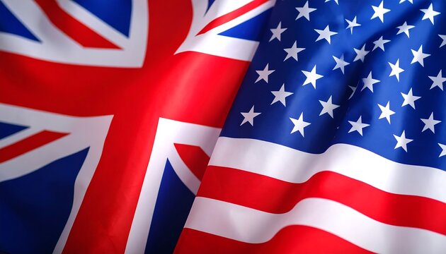 Close-up of British and American flags