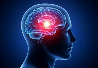 Glowing human brain with neural activity highlights medical science and health concepts