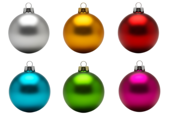 Colorful christmas ornaments Isolated on transparent background for festive season decoration