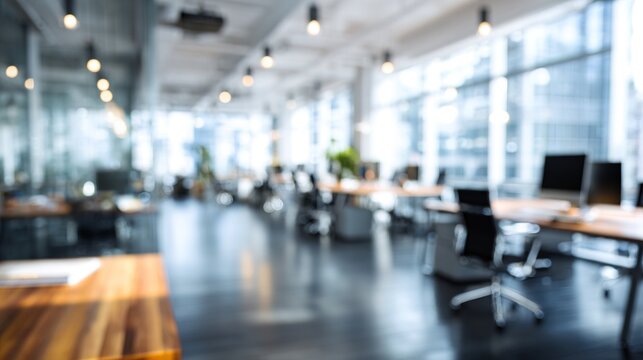 Abstract blurred office interior room. blurry working space with defocused effect. use for background or backdrop in business concept. High quality