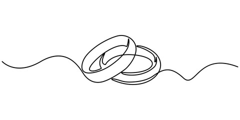 Wedding ring continuous one line drawing minimalist outline vector illustration. Wedding Ring Continuous Line Icon. Isolated on white background vector illustration