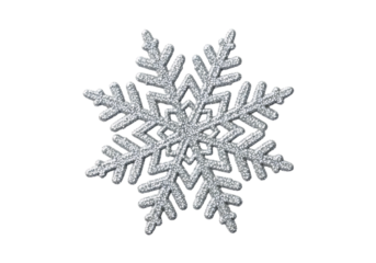 Sparkling silver snowflake Isolated on transparent background for winter designs