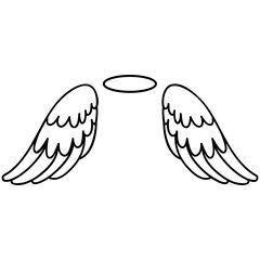 Halo with wings icon vector. Angel wings illustration sign. Deceased symbol or logo. Halo mark.