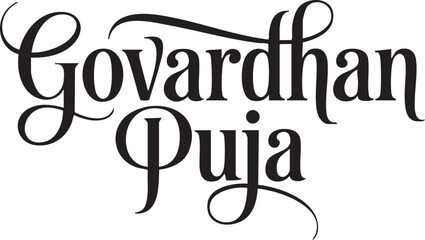 Govardhan Puja Typography Collection – Elegant Hand Lettering Designs for Hindu Festival Greetings