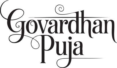 Govardhan Puja Typography Collection &ndash; Elegant Hand Lettering Designs for Hindu Festival Greetings