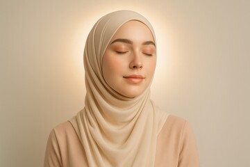 Mindful young Malay woman in hijab with calm expression