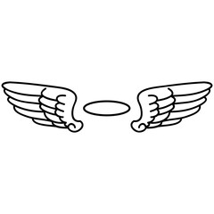 Obraz premium Halo with wings icon vector. Angel wings illustration sign. Deceased symbol or logo. Halo mark.